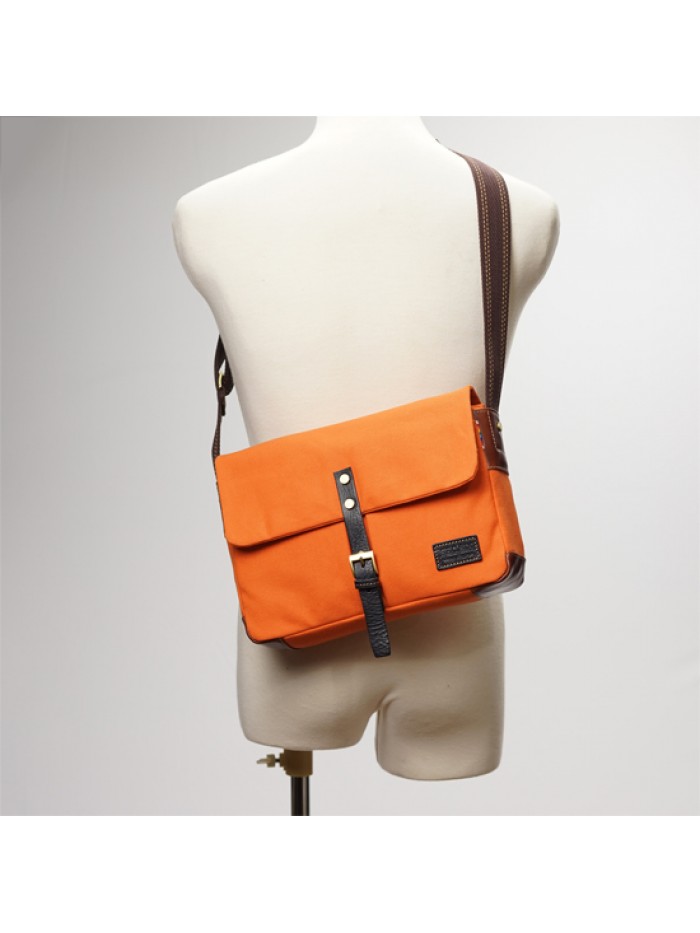 輕量帆布郵差包(陽光橘)