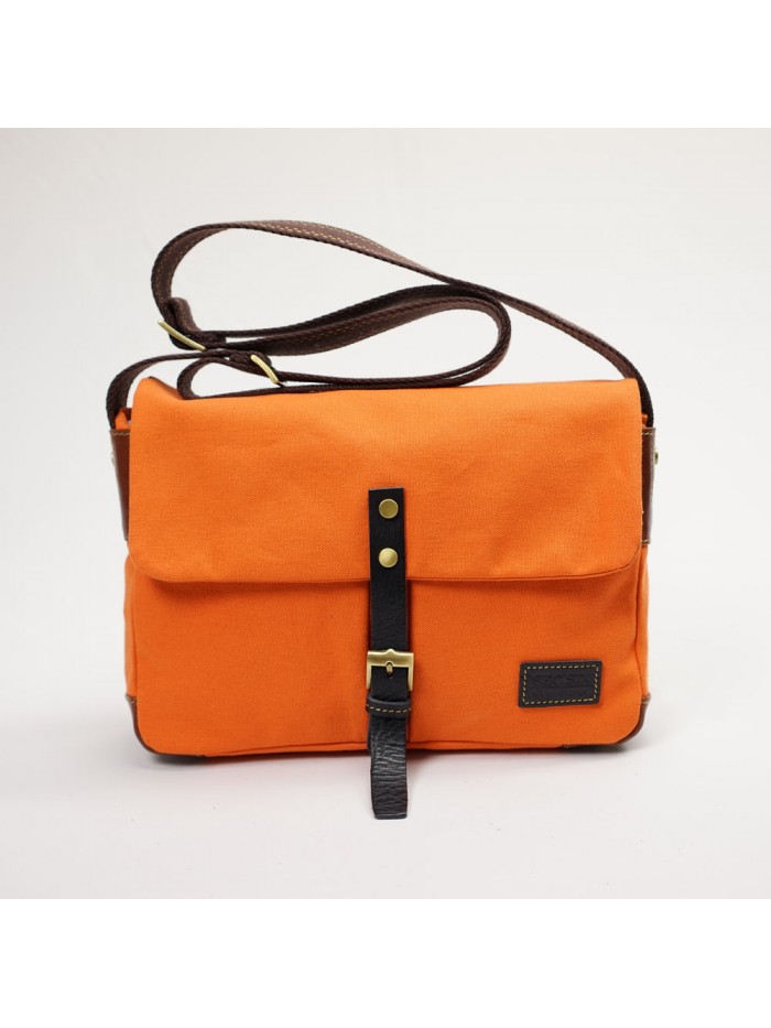 輕量帆布郵差包(陽光橘)