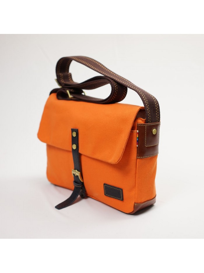輕量帆布郵差包(陽光橘)
