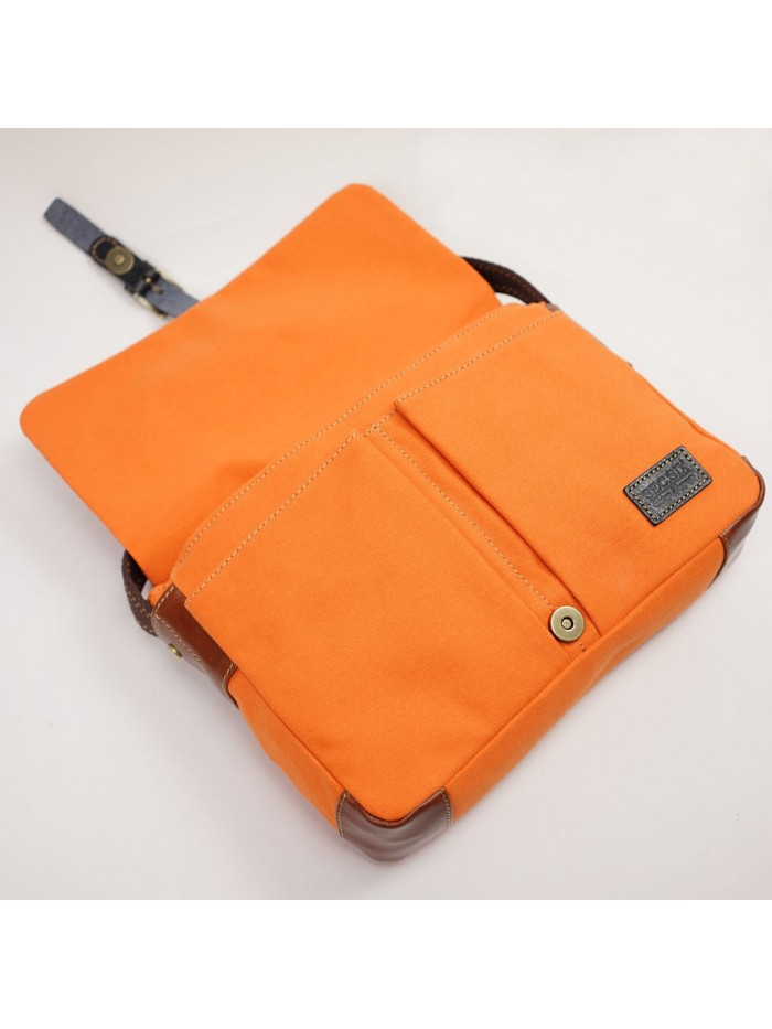輕量帆布郵差包(陽光橘)