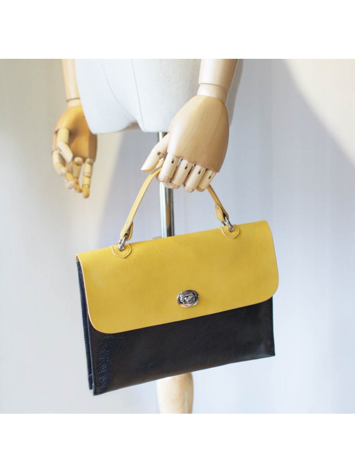 復古手拿肩背兩用包(雛菊黃)