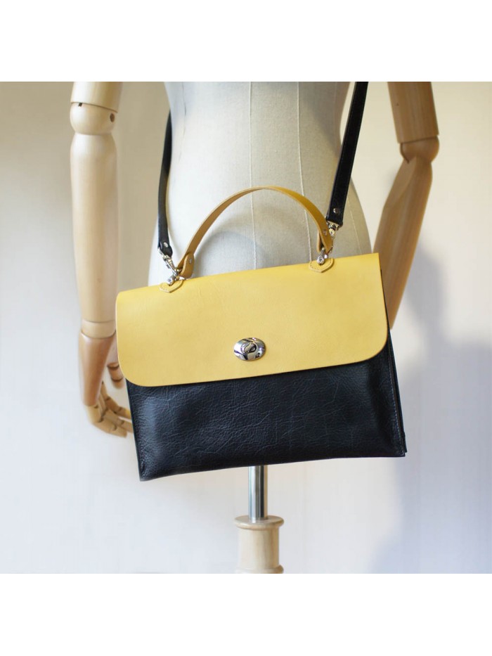 復古手拿肩背兩用包(雛菊黃)