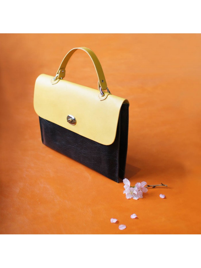 復古手拿肩背兩用包(雛菊黃)