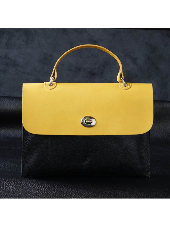 復古手拿肩背兩用包(雛菊黃)