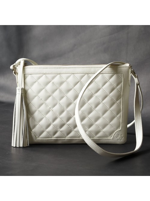 菱格紋流蘇吊飾包(珍珠白)
