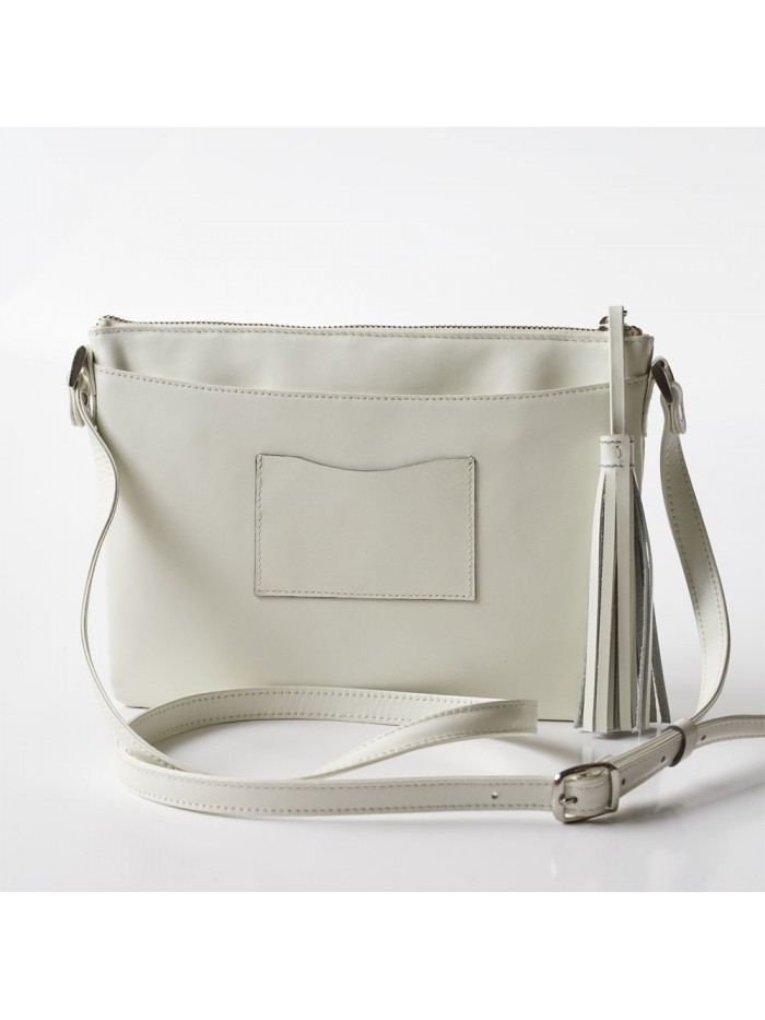 菱格紋流蘇吊飾包(珍珠白)