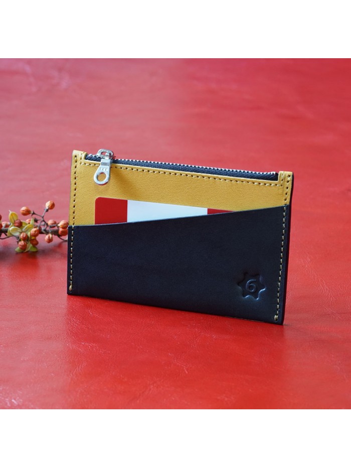 植鞣皮革雙色輕便零錢包(雛菊黃)