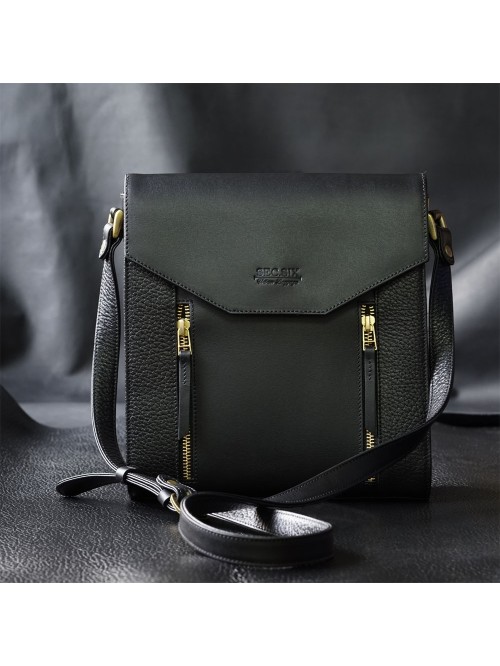  雙色肩背英倫包(神秘黑)