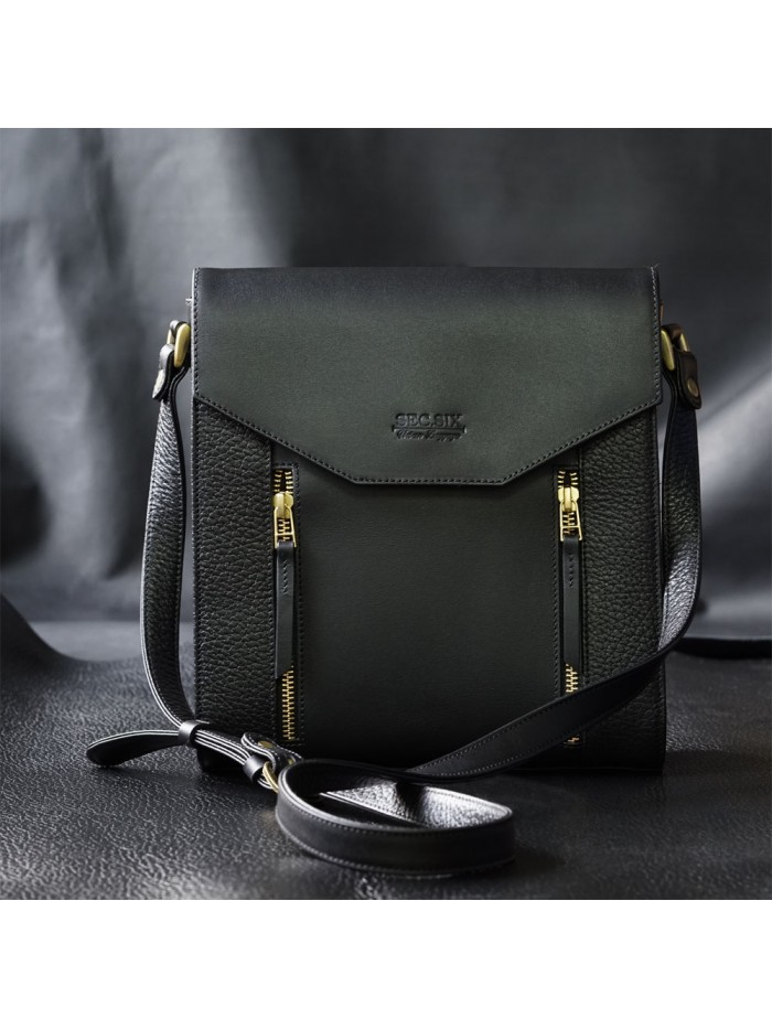  雙色肩背英倫包(神秘黑)