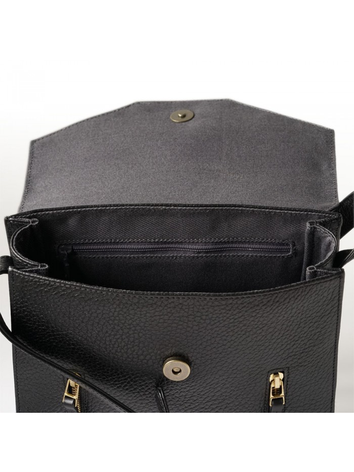  雙色肩背英倫包(神秘黑)