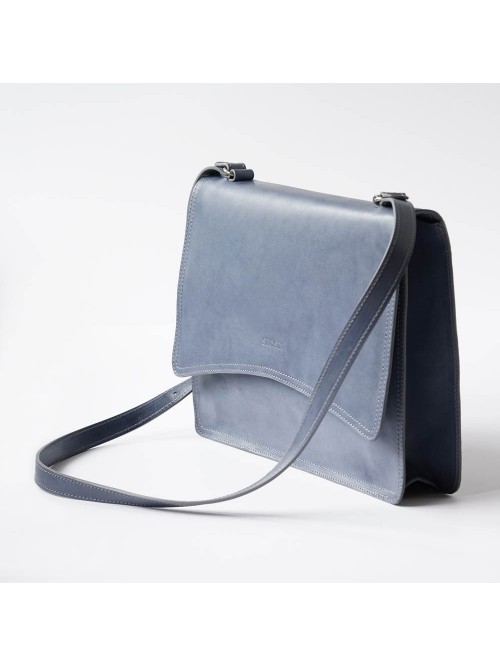 義大利植鞣皮革學院包(藍灰)