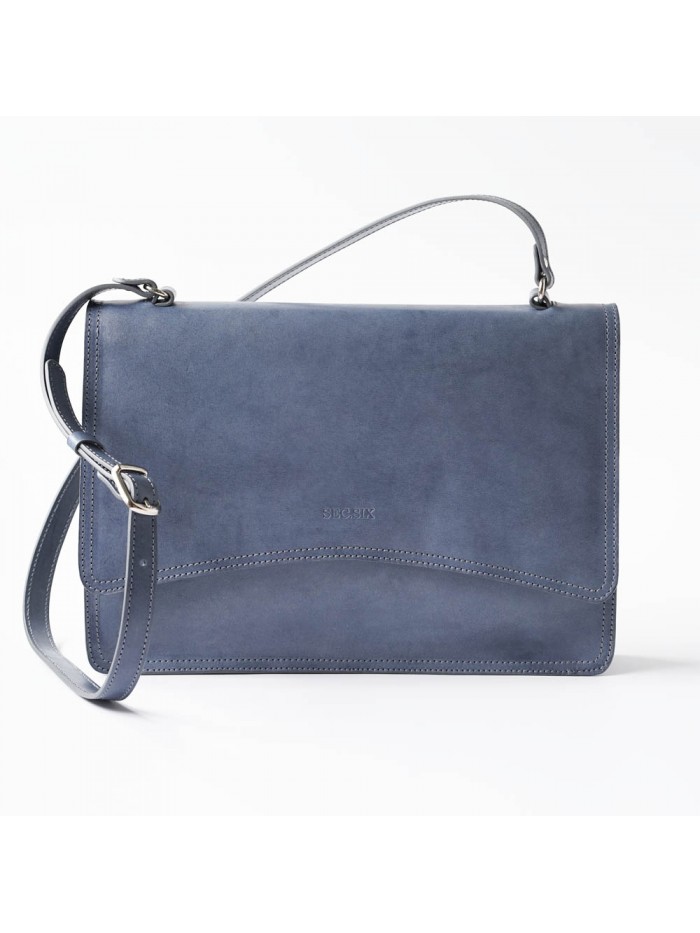 義大利植鞣皮革學院包(藍灰)