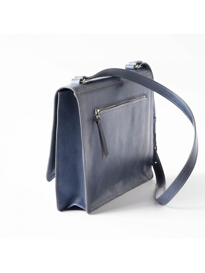 義大利植鞣皮革學院包(藍灰)