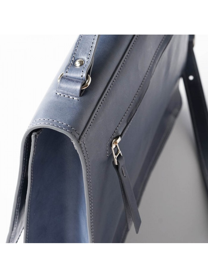 義大利植鞣皮革學院包(藍灰)
